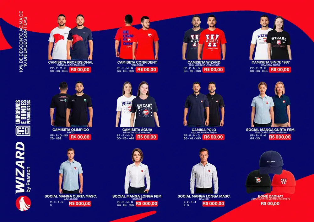 Loja Wizard · catálogo de uniformes